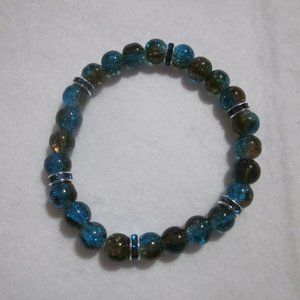 Teal and Brown Two Tone Crackle Bracelet.